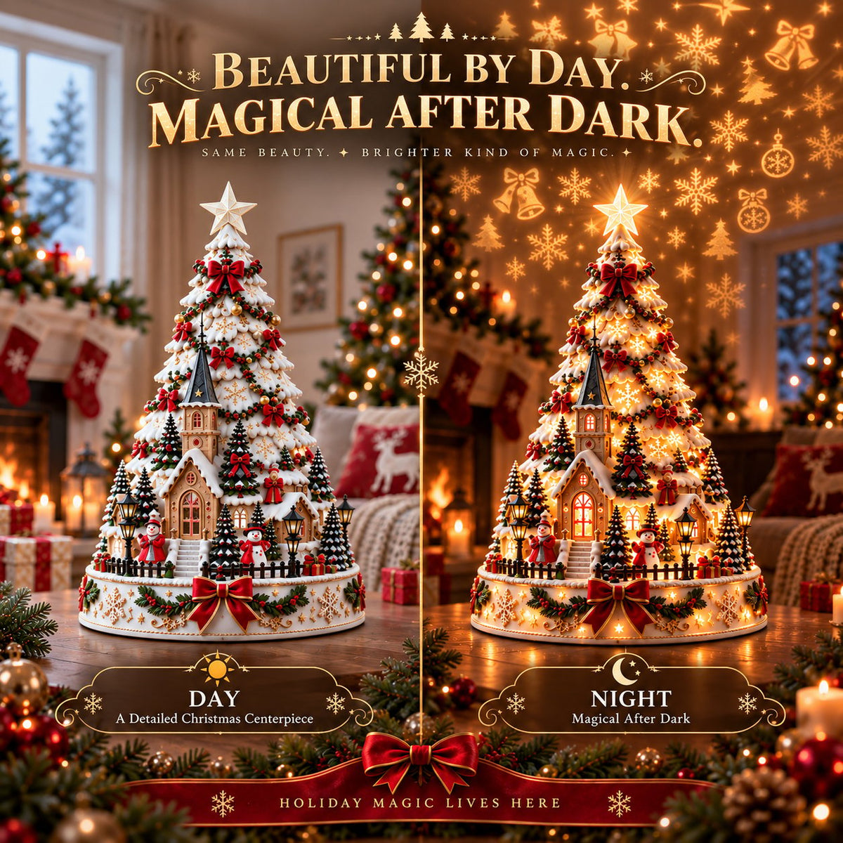🎄 Christmas Village Projection Light | 4 Festive Village Scenes | Magical Holiday Tabetop lDécor ✨