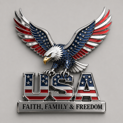 The Badge That Says Everything Without Saying a Word — USA Eagle Faith Family Freedom Metal Emblem