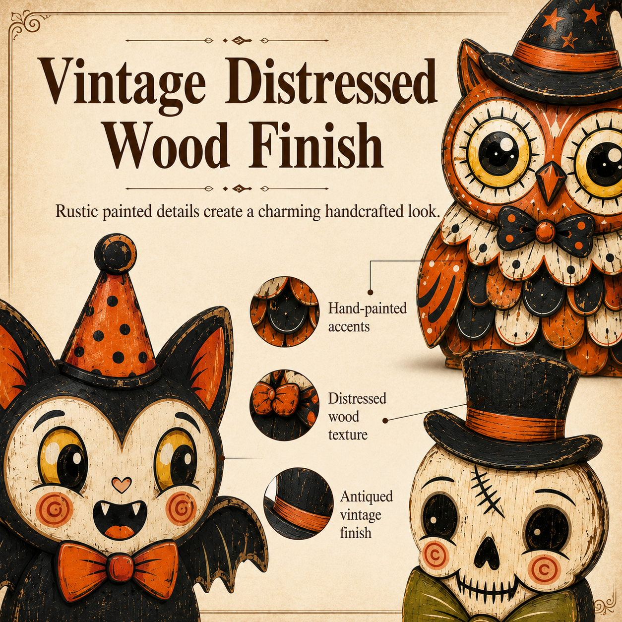 🎃Vintage Halloween Wooden Character Tabletop Decor