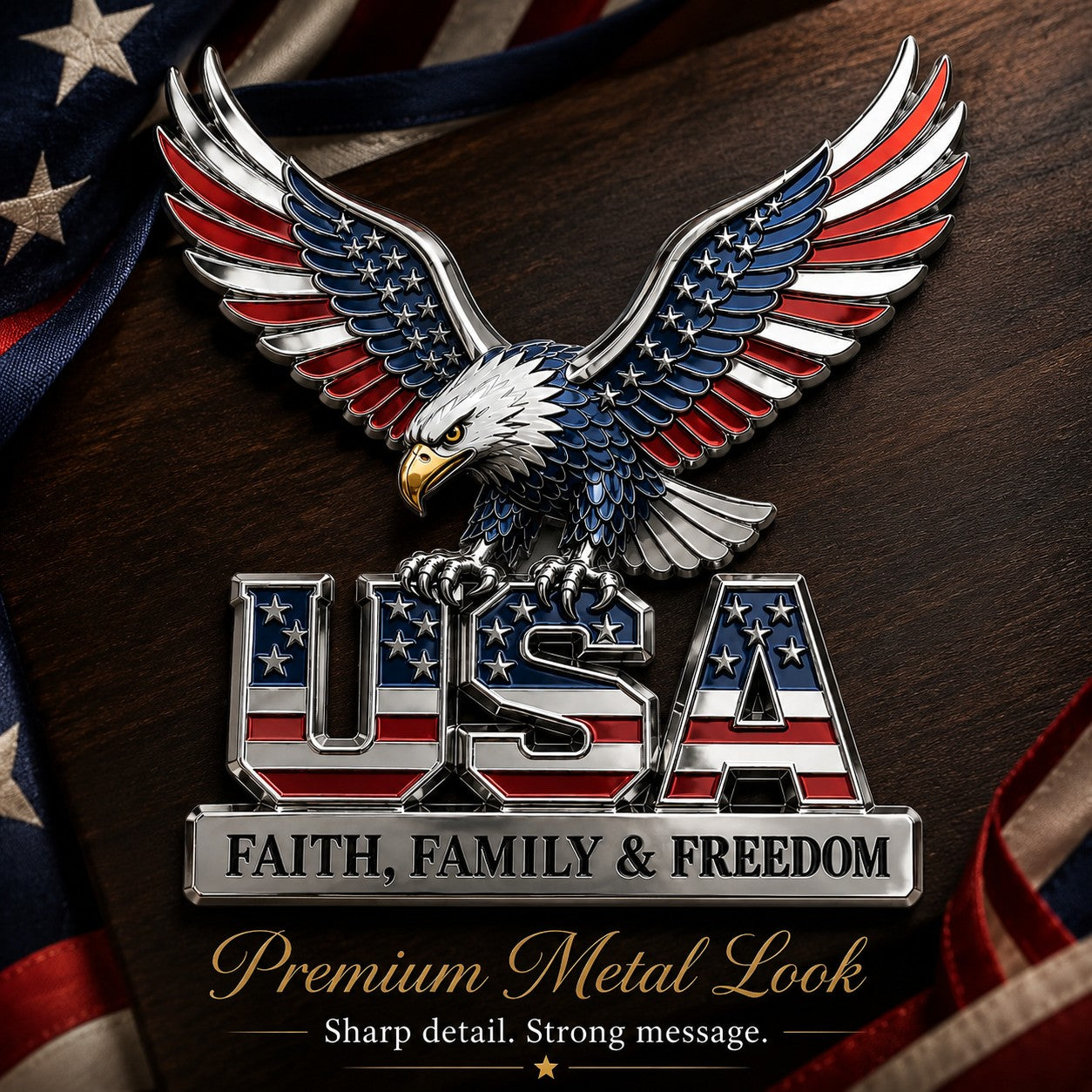 The Badge That Says Everything Without Saying a Word — USA Eagle Faith Family Freedom Metal Emblem