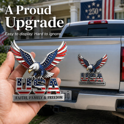 The Badge That Says Everything Without Saying a Word — USA Eagle Faith Family Freedom Metal Emblem