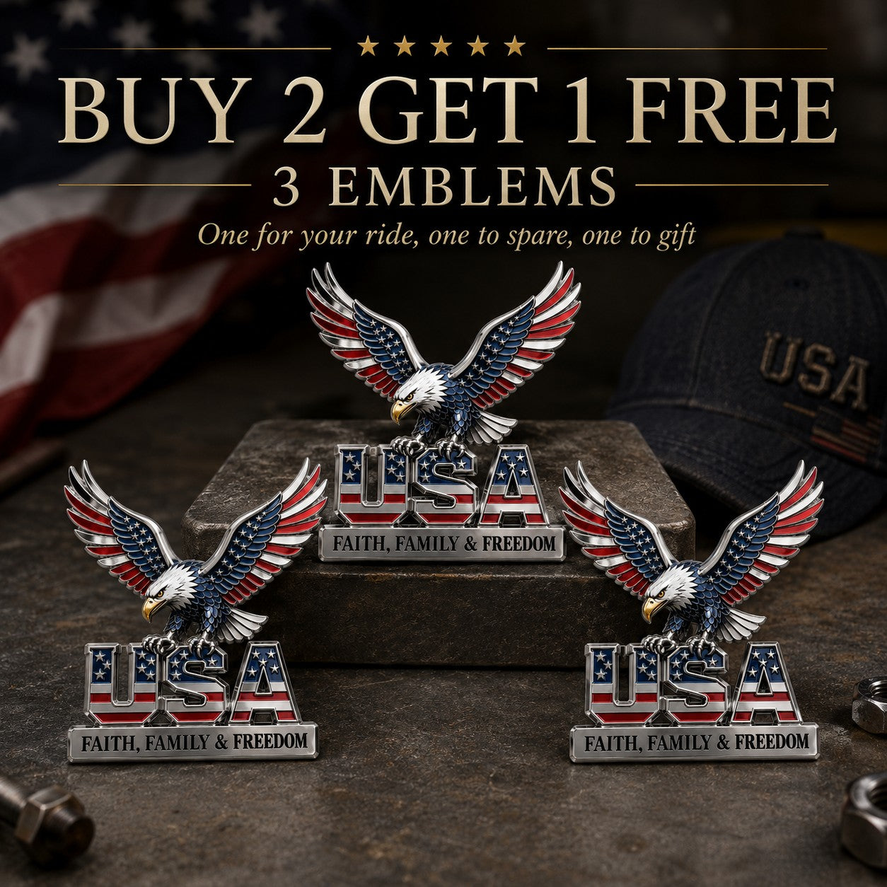 BUY 2 GET 1 FREE -3 Emblems