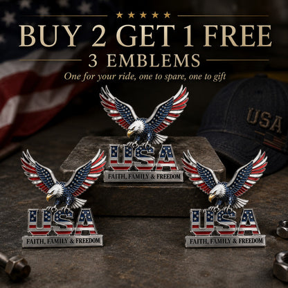 The Badge That Says Everything Without Saying a Word — USA Eagle Faith Family Freedom Metal Emblem