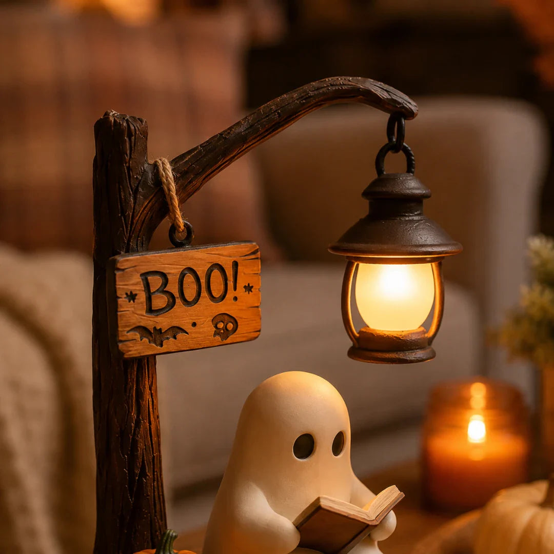 🎃 LIMITED-TIME-Lighted Boo Ghost Reading Tabletop Decor