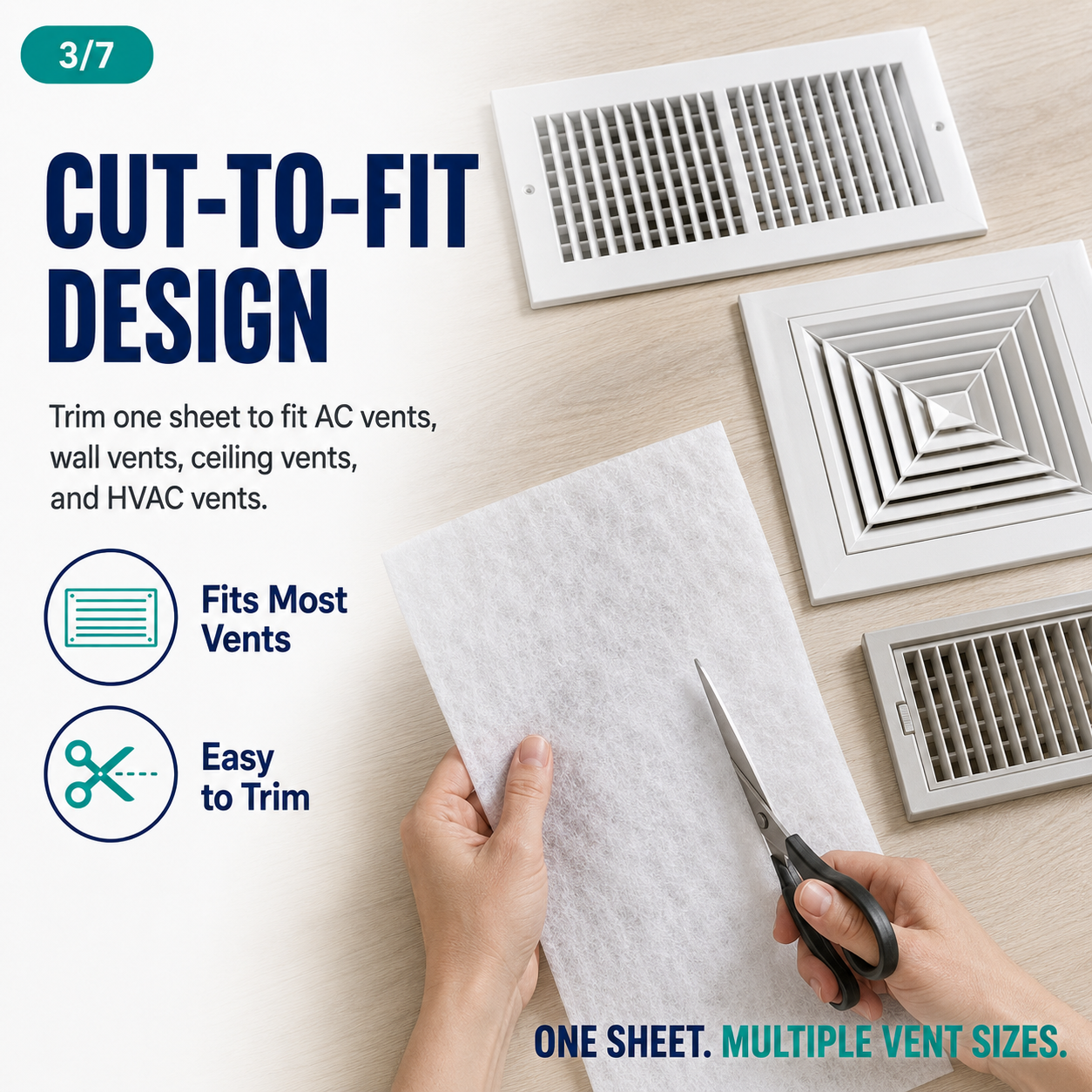 AC & Vent Dust Filter Sheet — 39.4" × 39.4inch, Cut to Fit
