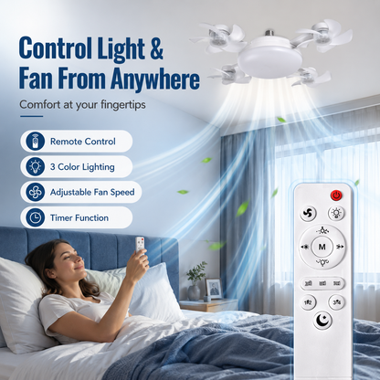 No-Wiring Ceiling Fan Light with Remote Control