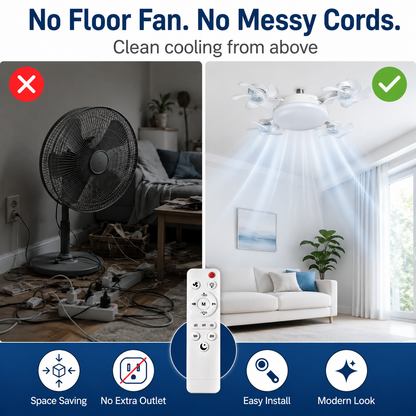 No-Wiring Ceiling Fan Light with Remote Control