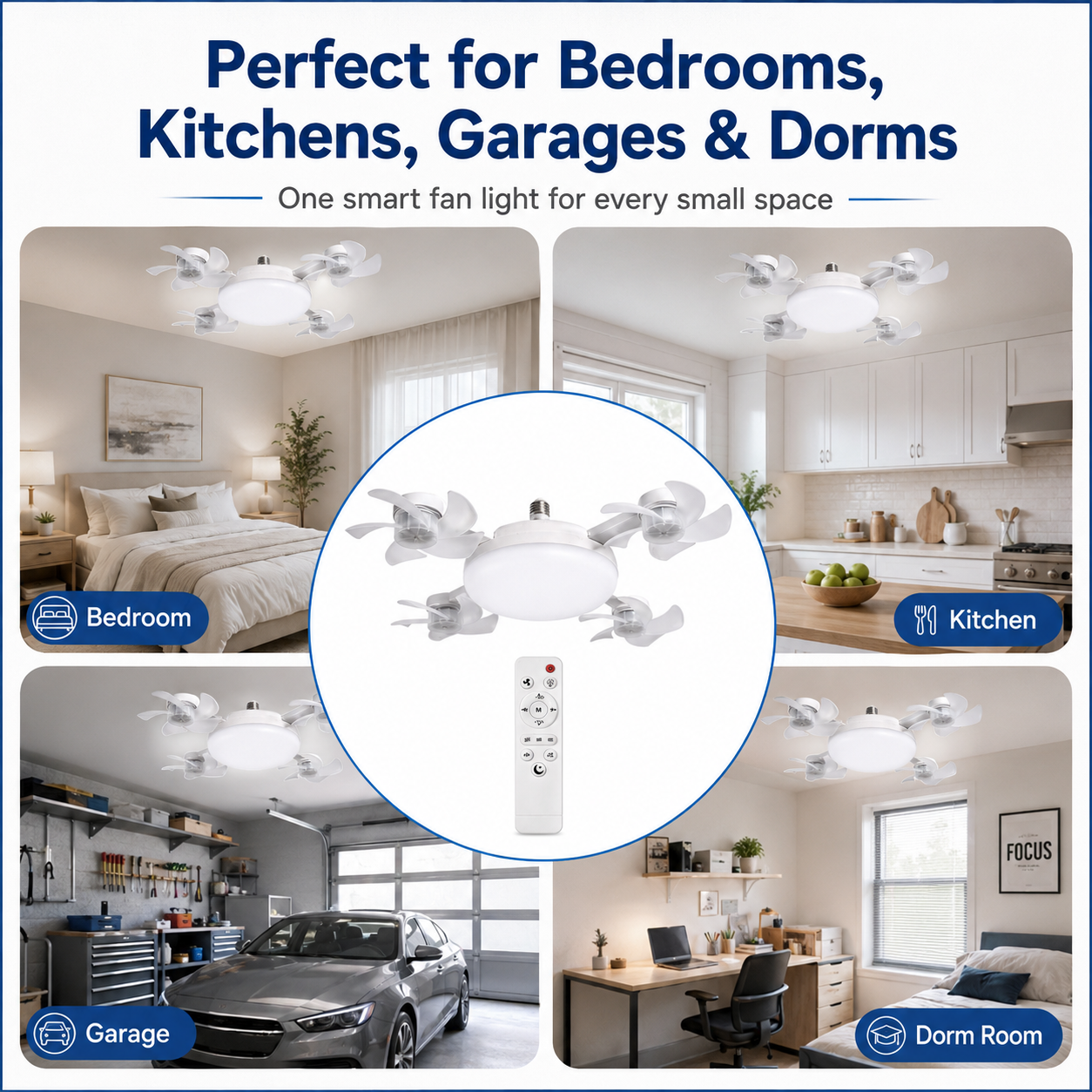 No-Wiring Ceiling Fan Light with Remote Control
