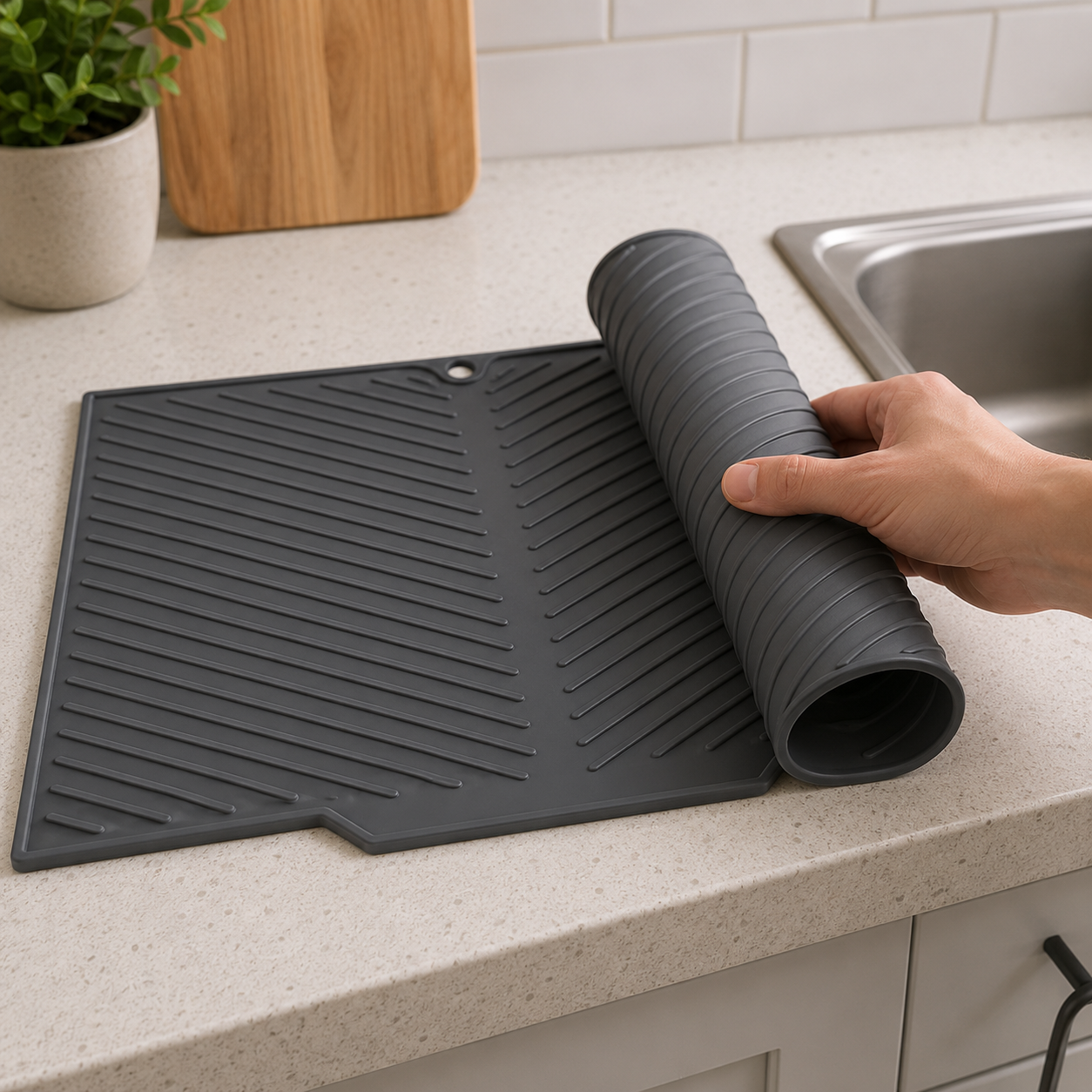 Self-Draining Silicone Dish Drying Mat