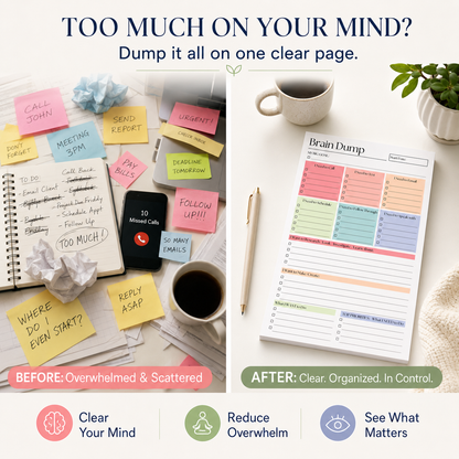 🧠 Brain Dump Planner Pad — Organize Tasks, Priorities & Ideas on One Page ✍️🛒