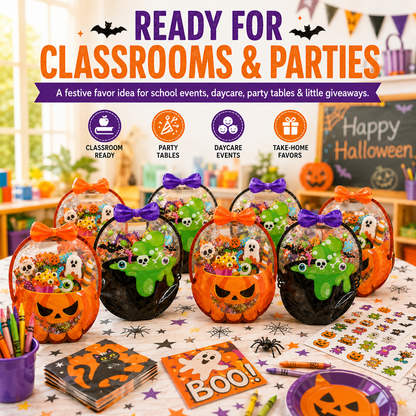 ⚡50 Pcs Halloween Goodie Bags – Clear Cauldron Candy Favor Bags