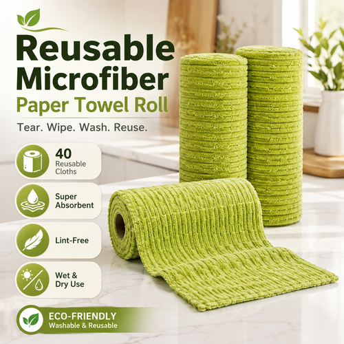 🧽 Reusable Kitchen Cleaning Towels – Tear, Wipe, Wash & Reuse ♻️