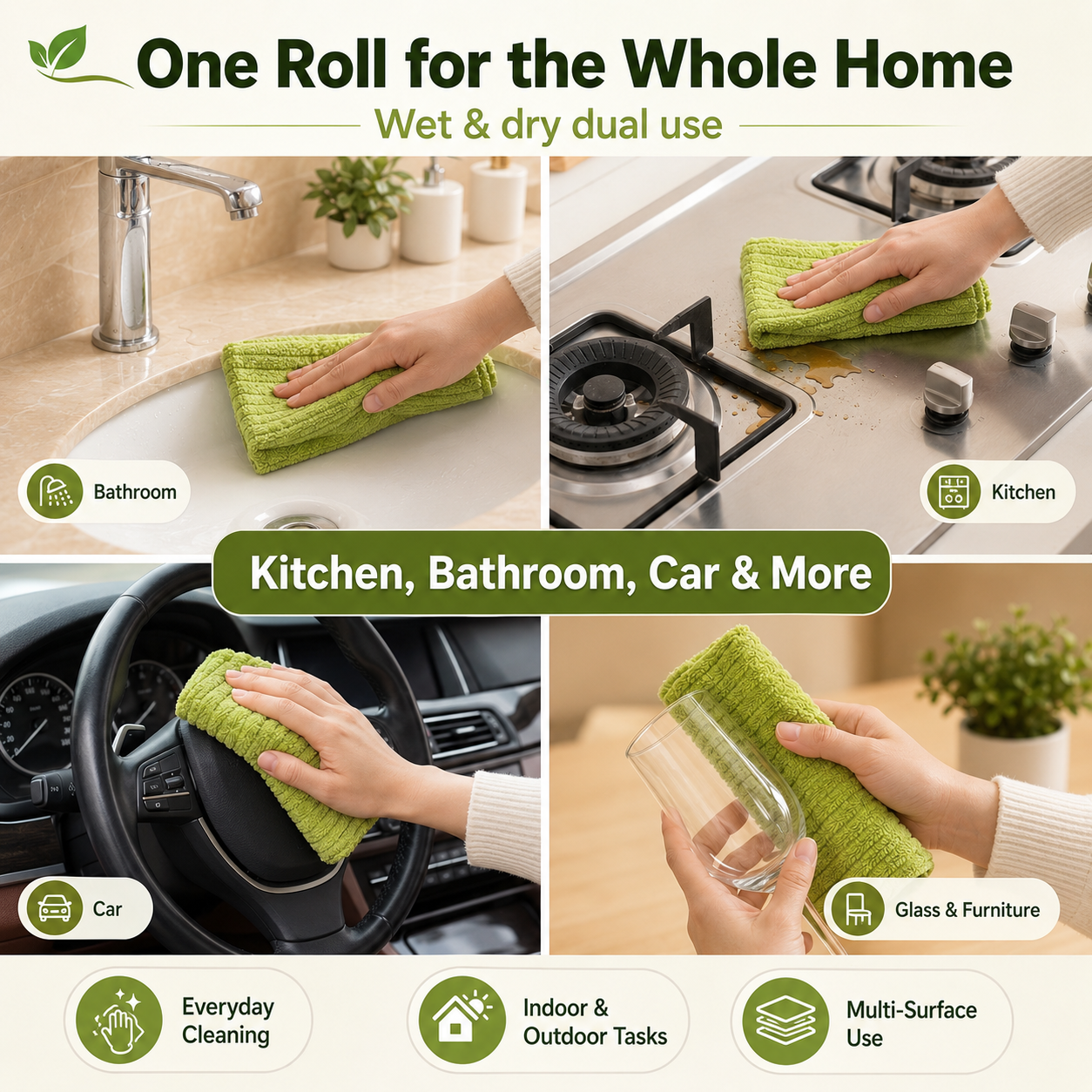🧽 Reusable Kitchen Cleaning Towels – Tear, Wipe, Wash & Reuse ♻️