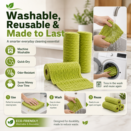🧽 Reusable Kitchen Cleaning Towels – Tear, Wipe, Wash & Reuse ♻️