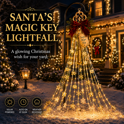 🎅 Santa’s Magic Key Lightfall™ – Solar Christmas Waterfall Lights for Yard & Porch