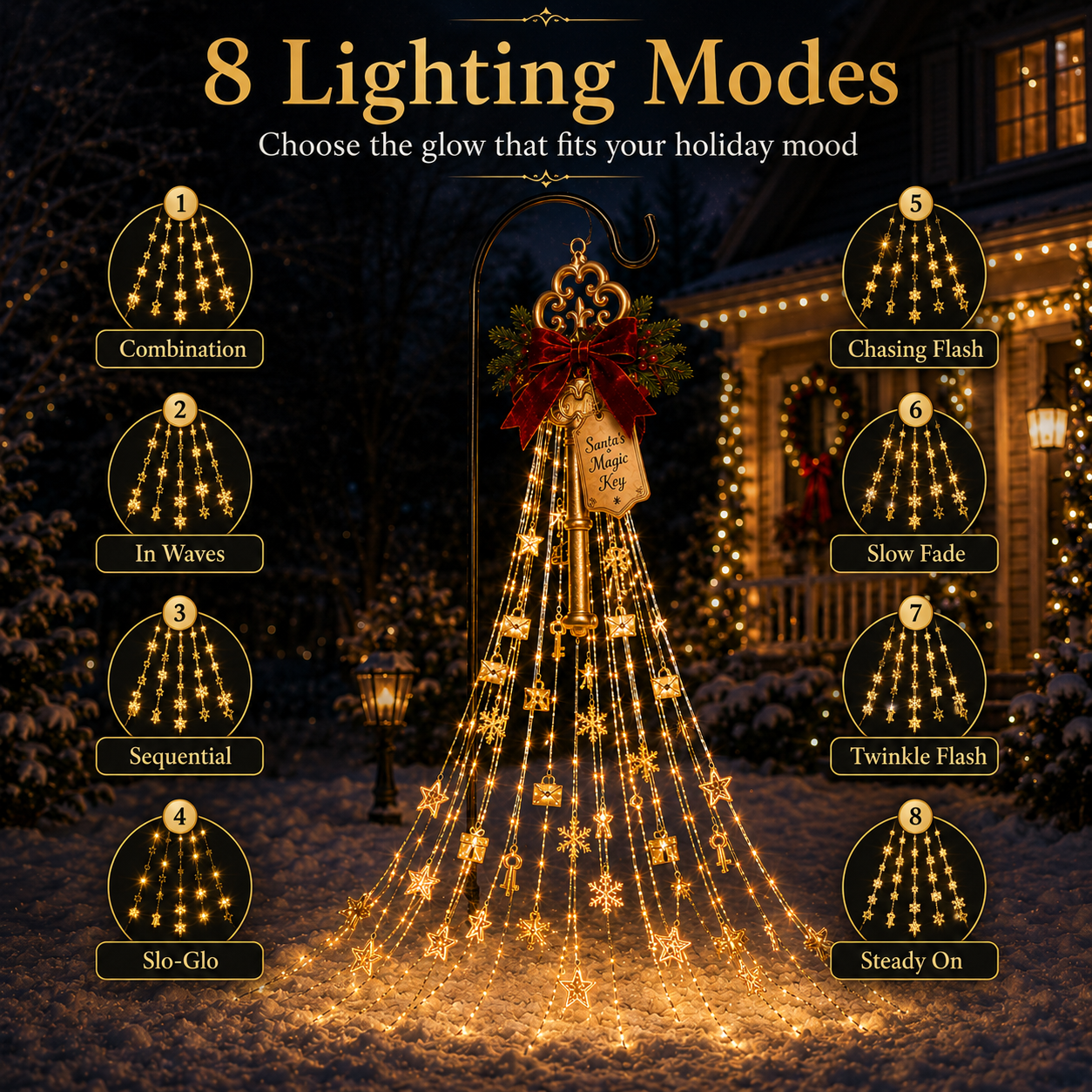 Eight lighting modes available on Santa's Magic Key Lightfall