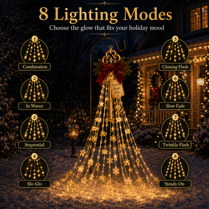 🎅 Santa’s Magic Key Lightfall™ – Solar Christmas Waterfall Lights for Yard & Porch