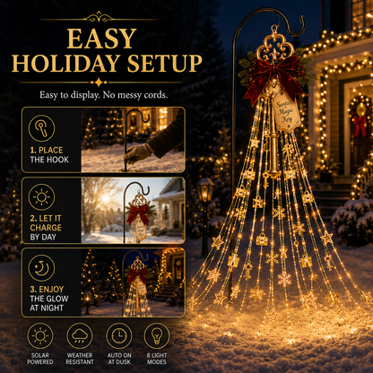 🎅 Santa’s Magic Key Lightfall™ – Solar Christmas Waterfall Lights for Yard & Porch