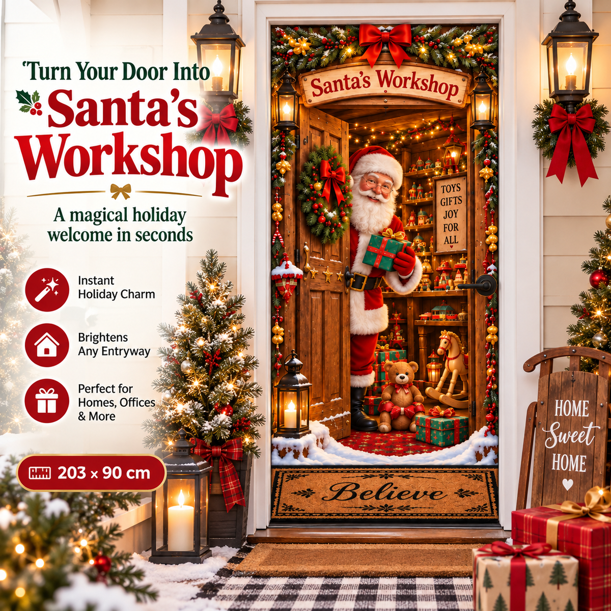 🎅Christmas Magic Door Portal™ – Life-Size Holiday Door Cover✈️