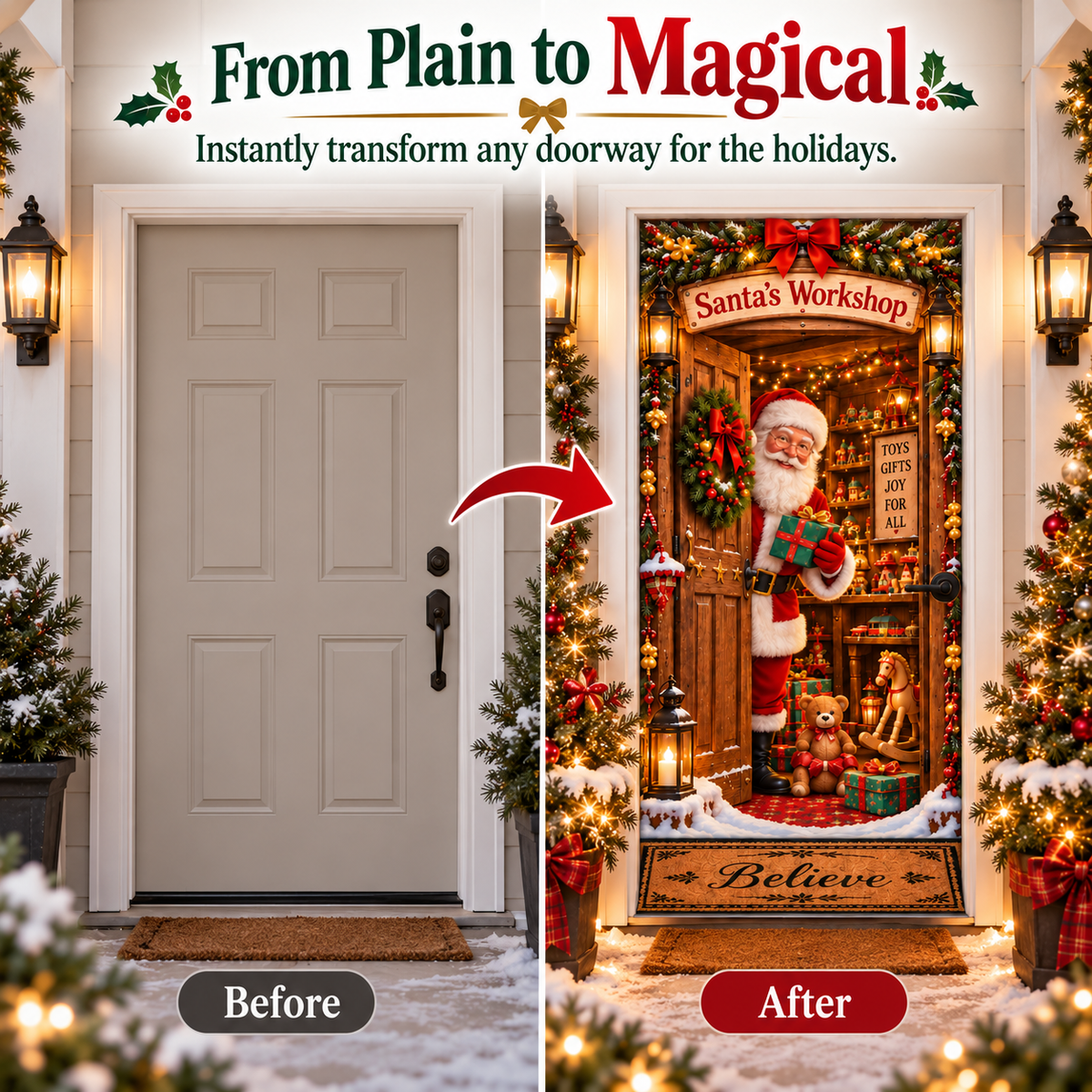 🎅Christmas Magic Door Portal™ – Life-Size Holiday Door Cover✈️