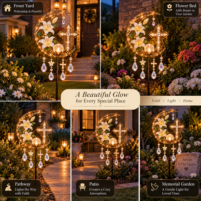 🔥Hot Sale 40% OFF🔥Cross & Lily Solar Garden Light™ | Christian Faith Garden Stake ✝️✨