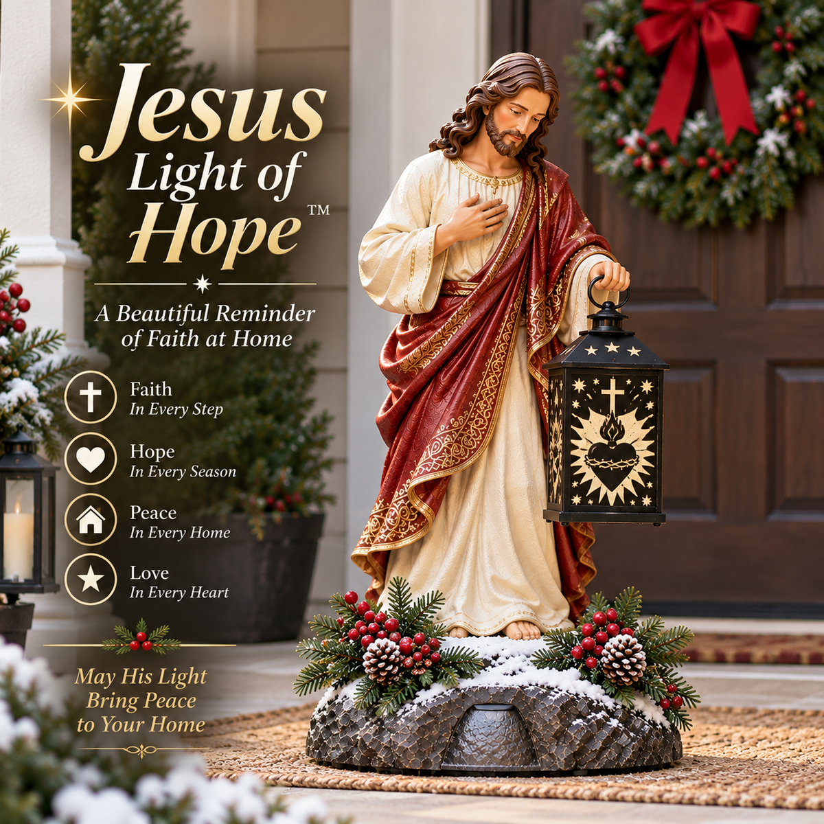 ✨ Last Day 49% OFF✨✝️ Jesus Guiding Light Collection™ – Lighted Christian Christmas Lantern Decor
