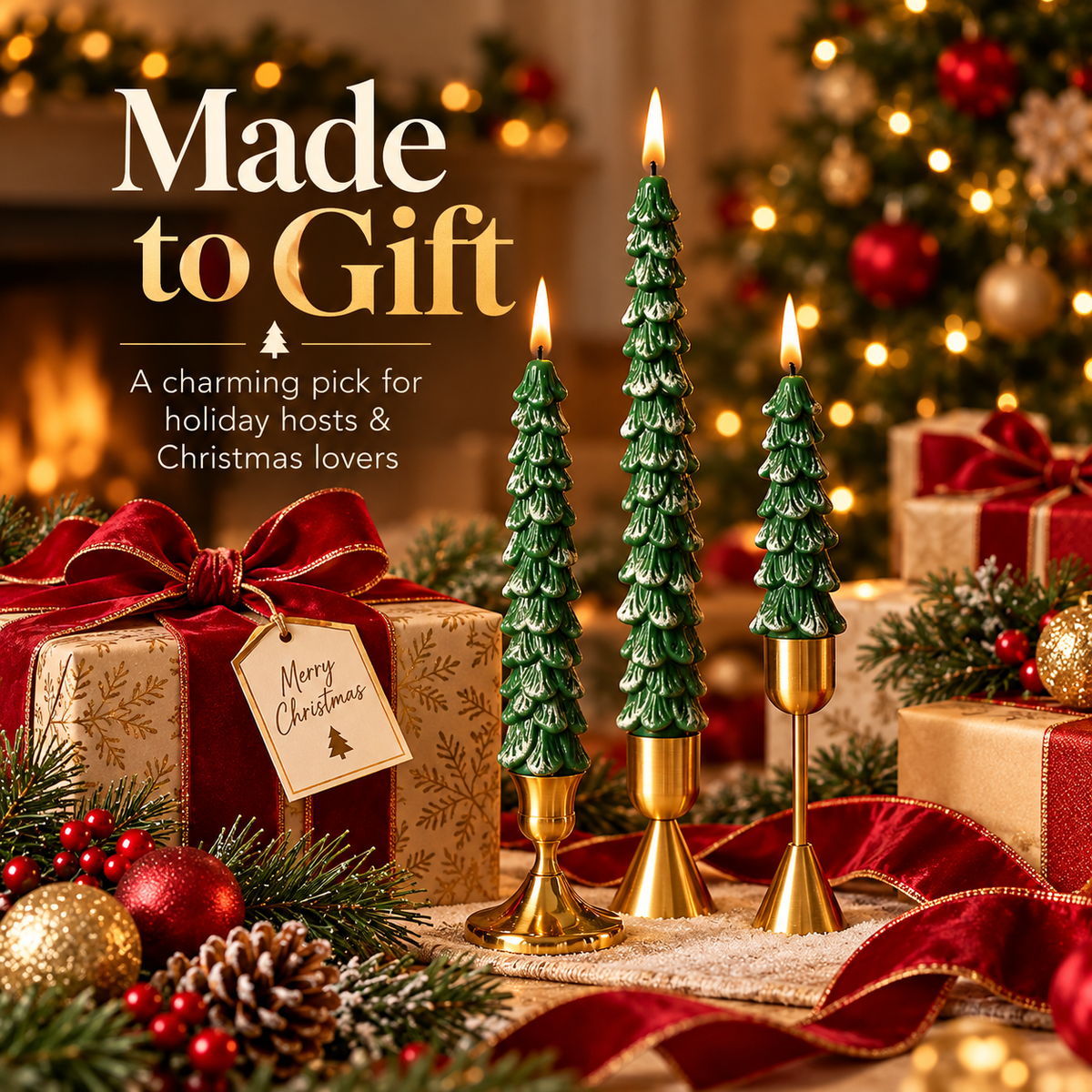 🎄 10-Inch Christmas Tree Candle – Add a Cozy Holiday Glow to Your Home! 🕯️🛒