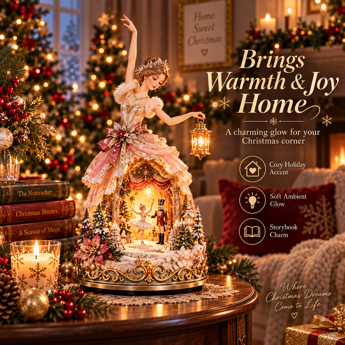 🔥LAST DAY 49% OFF 🩰 Winter Ballerina Story Lamp™ – Lighted Nutcracker Christmas Tabletop Decor ✨