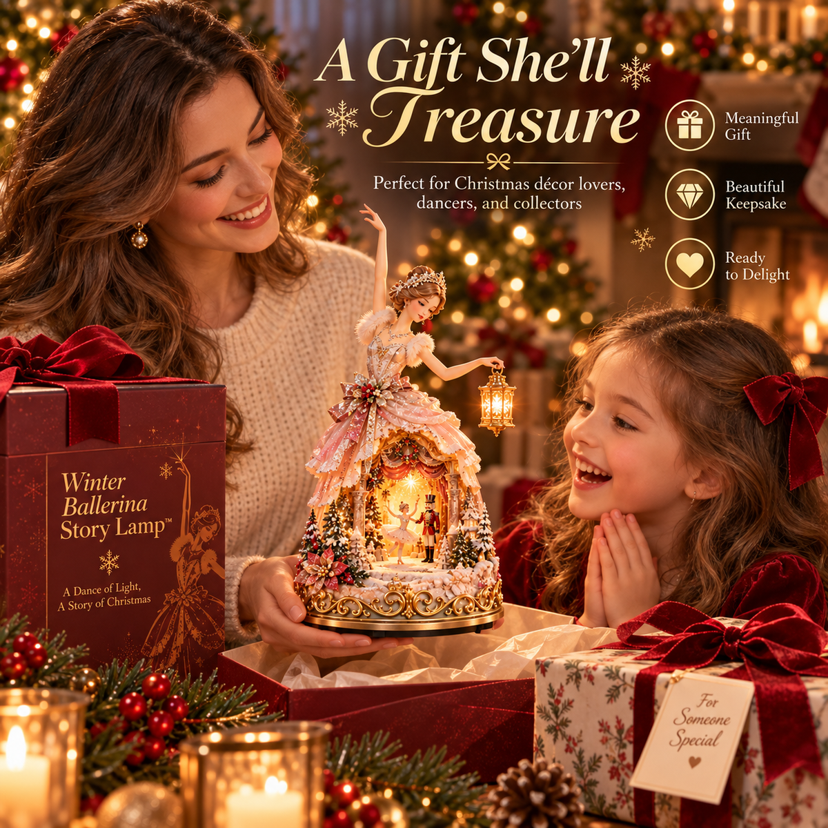 🔥LAST DAY 49% OFF 🩰 Winter Ballerina Story Lamp™ – Lighted Nutcracker Christmas Tabletop Decor ✨