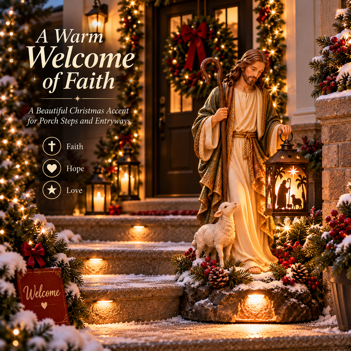 ✨ Last Day 49% OFF✨✝️ Jesus Guiding Light Collection™ – Lighted Christian Christmas Lantern Decor