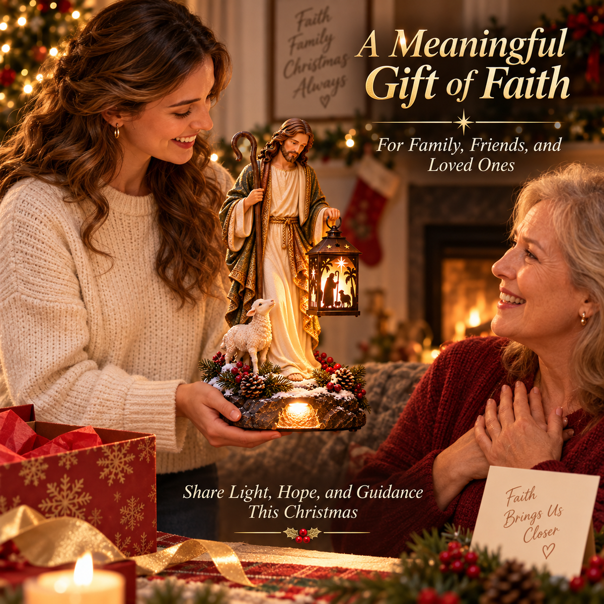 ✨ Last Day 49% OFF✨✝️ Jesus Guiding Light Collection™ – Lighted Christian Christmas Lantern Decor