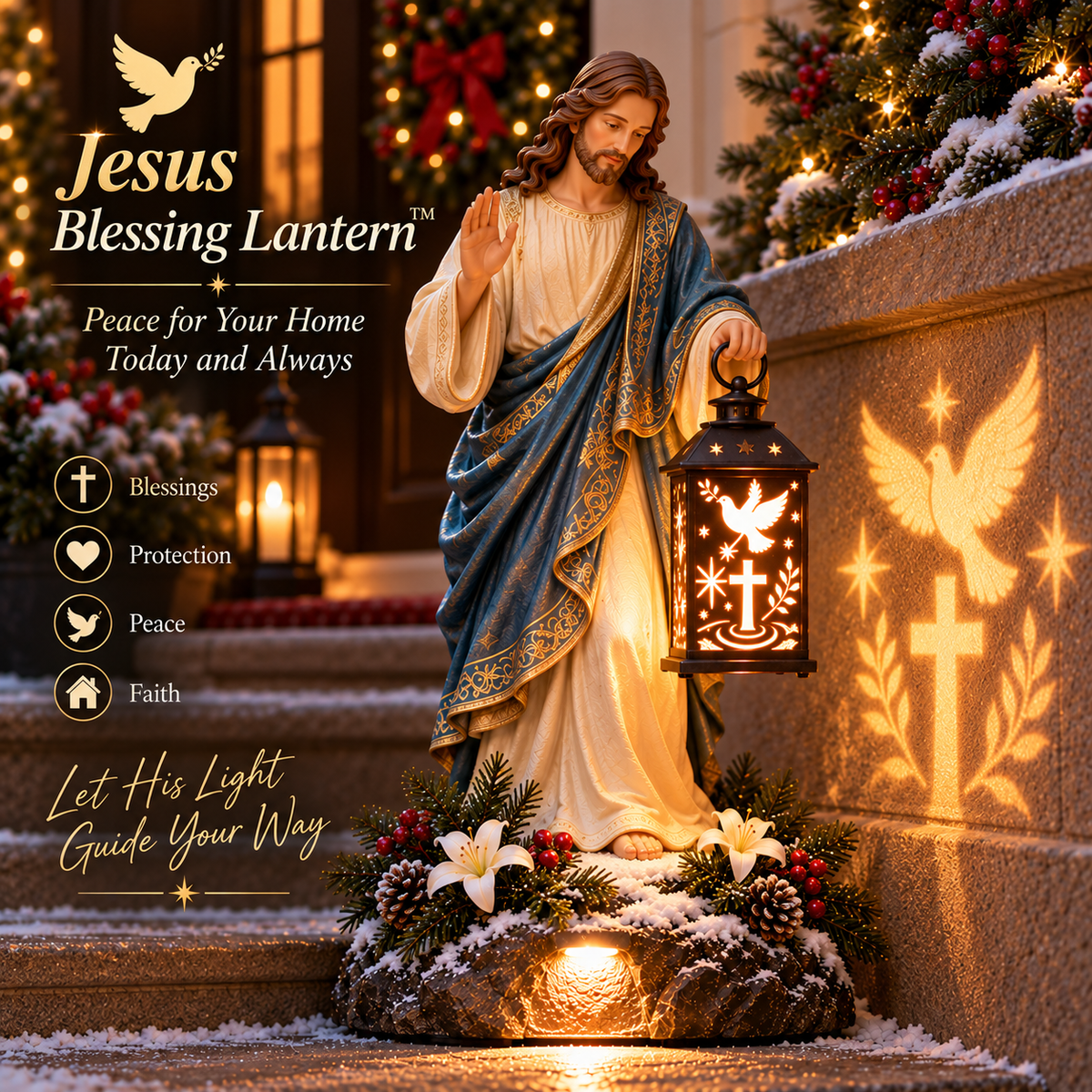 ✨ Last Day 49% OFF✨✝️ Jesus Guiding Light Collection™ – Lighted Christian Christmas Lantern Decor