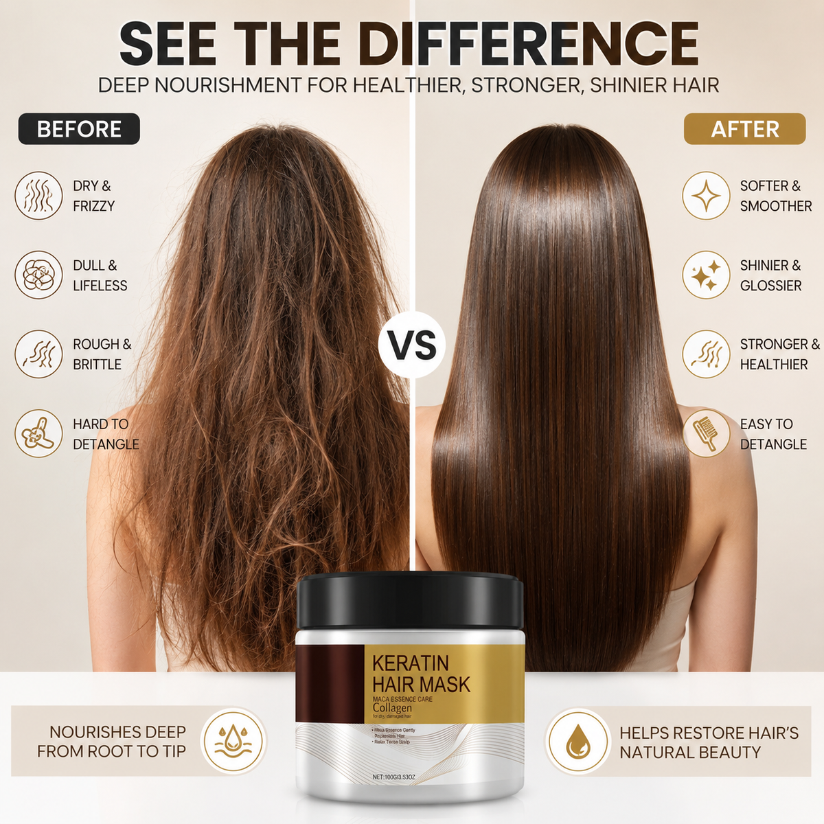 🔥50% OFF Today! Collagen Keratin Hair Mask – Deep Conditioning Care for Softer, Smoother & Glossier-Looking Hair ✨