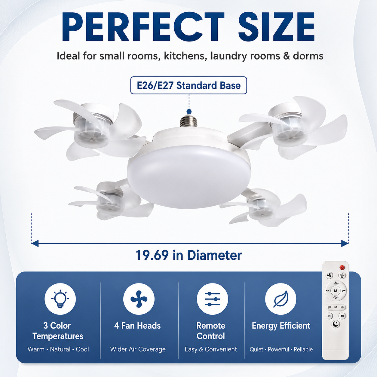 No-Wiring Ceiling Fan Light with Remote Control
