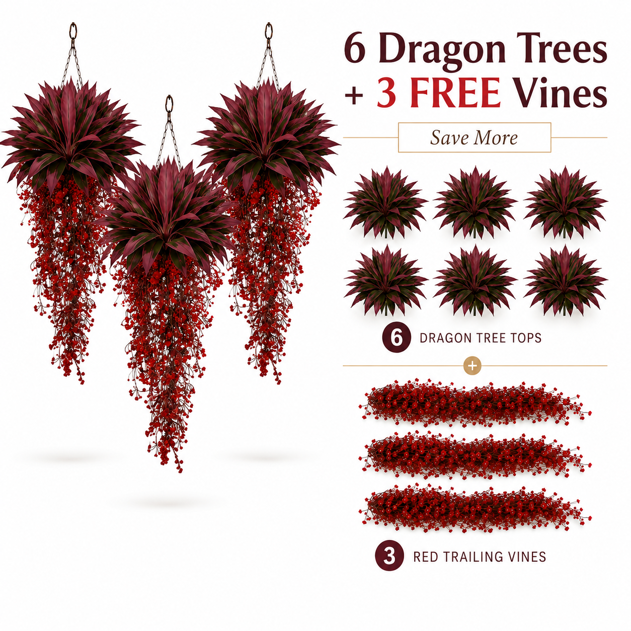 🔥 Last Day 50% OFF 🔥 2Pcs Artificial Boston Fern & Dragon's Blood Tree Plants