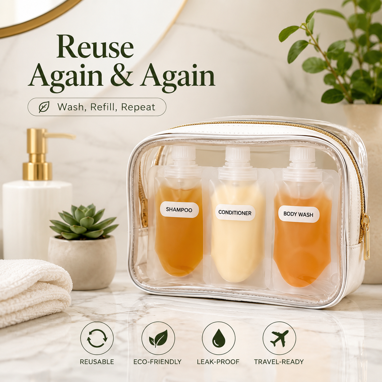 ✈️ Travel Sale-Leak Proof Toiletry Sample Bags