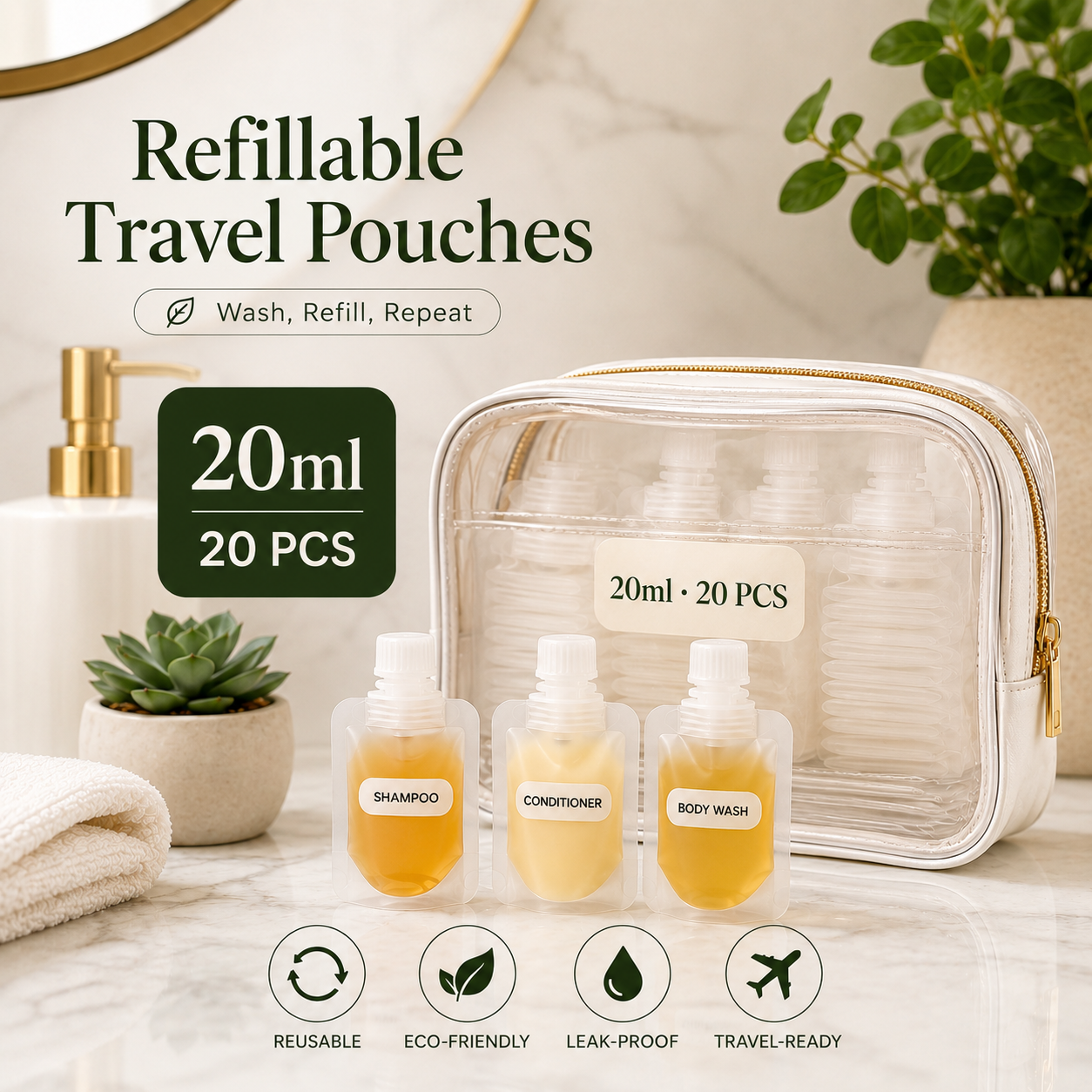 ✈️ Travel Sale-Leak Proof Toiletry Sample Bags