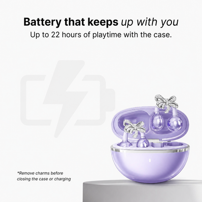 Crystal Bow Clip-On Open-Ear Earbuds – Wireless Sound Meets Jewelry-Inspired Style