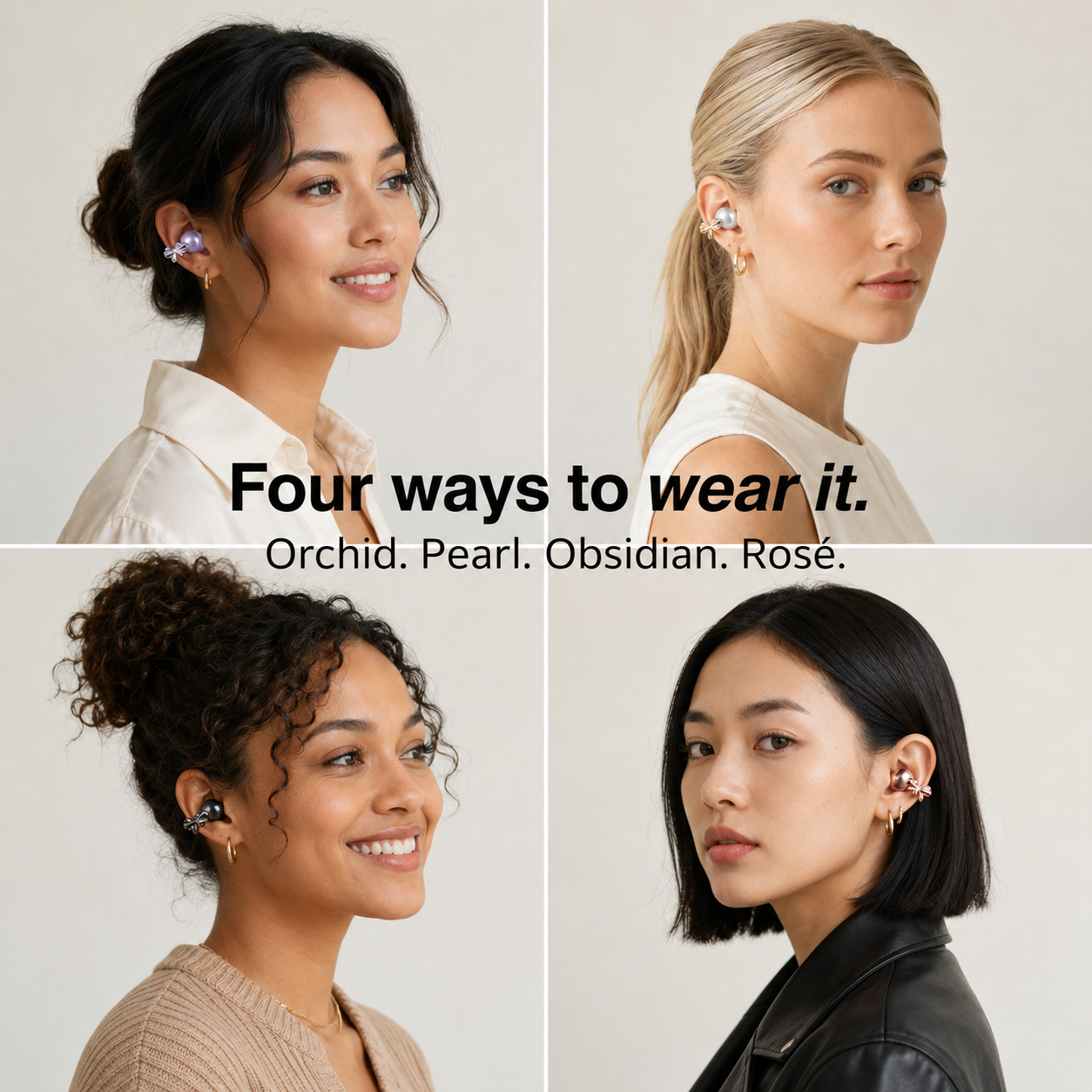 Crystal Bow Clip-On Open-Ear Earbuds – Wireless Sound Meets Jewelry-Inspired Style
