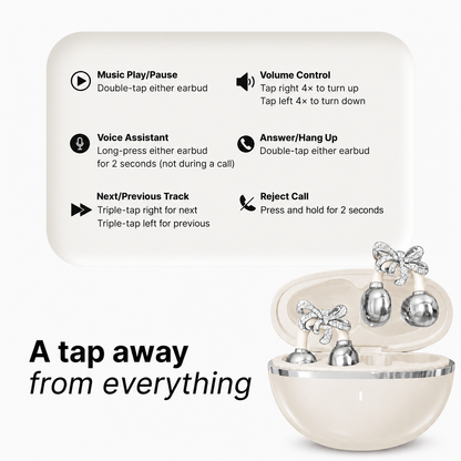 Crystal Bow Clip-On Open-Ear Earbuds – Wireless Sound Meets Jewelry-Inspired Style