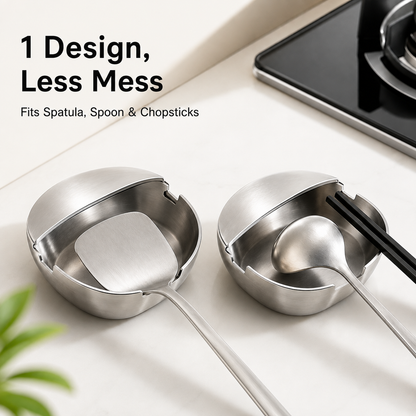 🔥Hot Sale 50% OFF🔥 Stainless Steel Spoon Rest – 304 Food-Grade, Rust-Resistant, for Kitchen Counter, Dishwasher Safe 🥄
