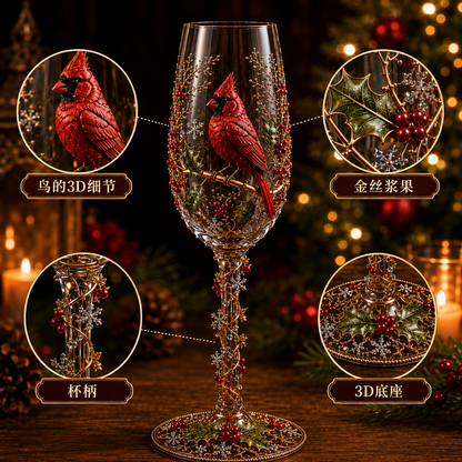 🔥 LAST DAY 50% OFF 🎁 Christmas Bird 3D Collector Champagne Glass Set🐦✨