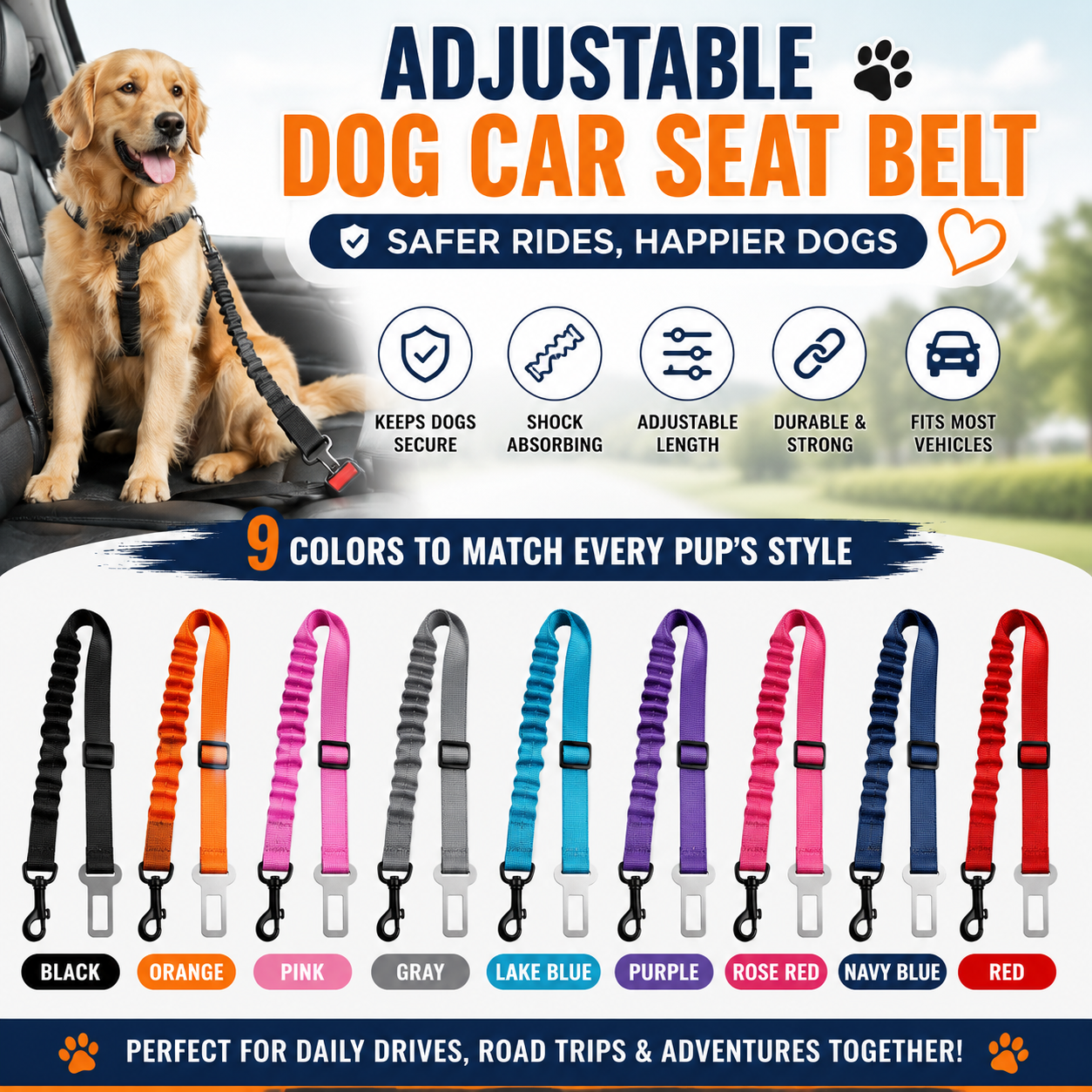 Adjustable Dog Car Seat Belt 🐶🚗