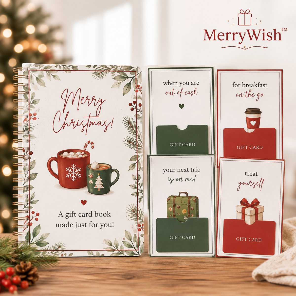 MerryWish Gift Card Book with multiple gift card surprise pages