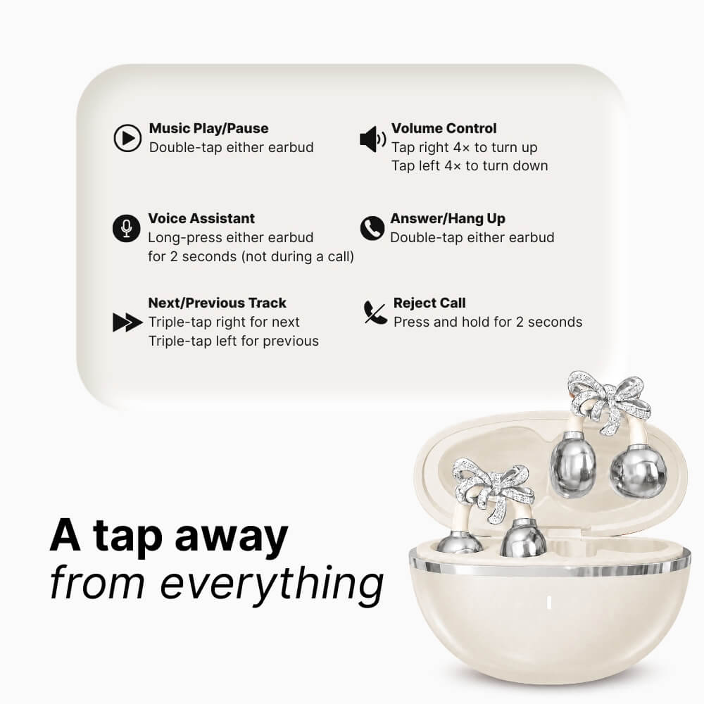 Touch control guide for wireless clip-on earbuds