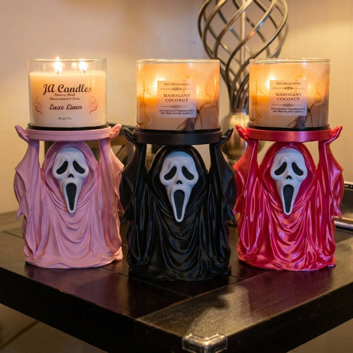 Ghostface Candle Holder – Spooky Horror Decor for 3-Wick & Jar Candles
