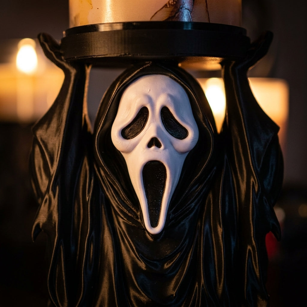 Ghostface Candle Holder – Spooky Horror Decor for 3-Wick & Jar Candles
