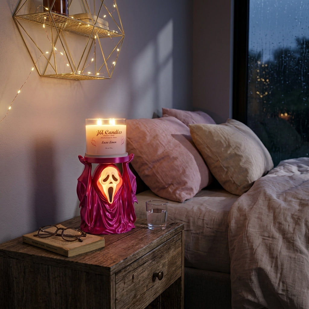 Ghostface Candle Holder – Spooky Horror Decor for 3-Wick & Jar Candles