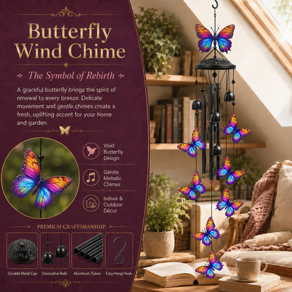 🔥Last Day 70% OFF🐦Vintage Colorful Hummingbird Wind Chime with Metal Tubes and Bells