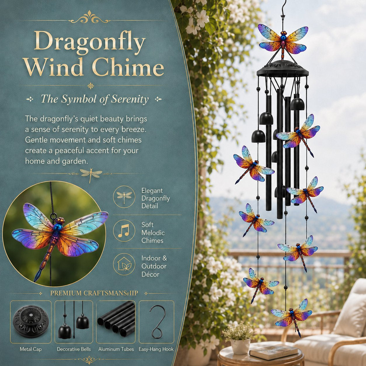 🔥Last Day 70% OFF🐦Vintage Colorful Hummingbird Wind Chime with Metal Tubes and Bells